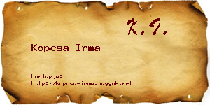 Kopcsa Irma névjegykártya